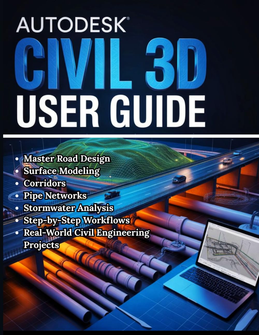 AUTODESK CIVIL 3D USER GUIDE: From First Launch to Expert Workflows — A Complete Step-byStep Manual – Master Road Design, Surface Modeling, Corridors, ... for Real-World Civil Engineering Projects