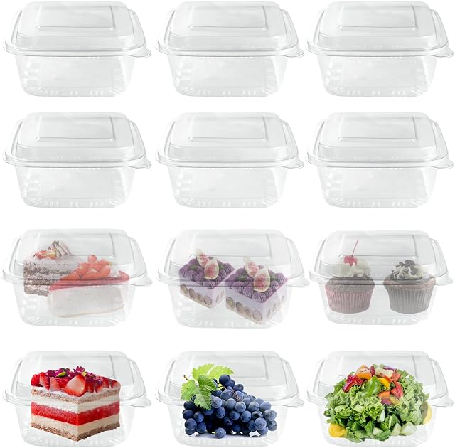 Surflyee 15 Pack Cake Slice Boxes Individual, Cake Boxes for Cake Portions, Food Containers with Lids Airtight for Cake, Salad, Cheese, Suitable for Home Baking, Party, Cake Shop, Picnic