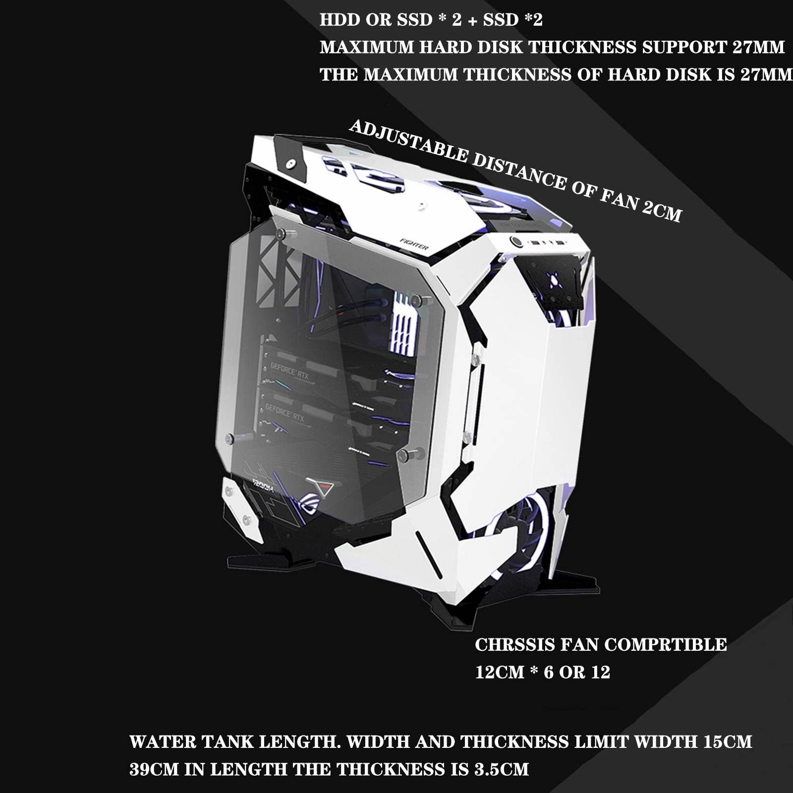 Amazon.co.jp: PCケース フルタワーPCゲームケース、セミオープン