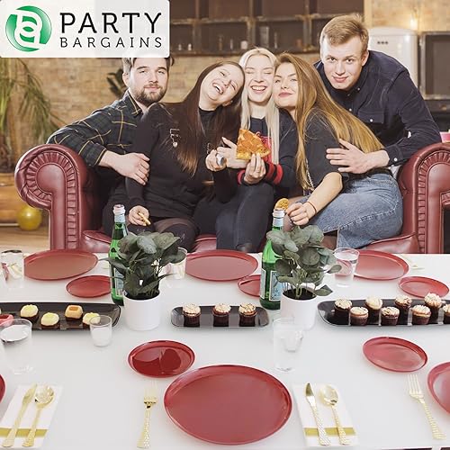 Miniatura 2 de Party Bargains Juego de cubiertos martillados desechables, 40 unidades 16 tenedores, 8 cucharas de sopa, 8 cucharaditas, 8 cuchillos, oro, cubiertos