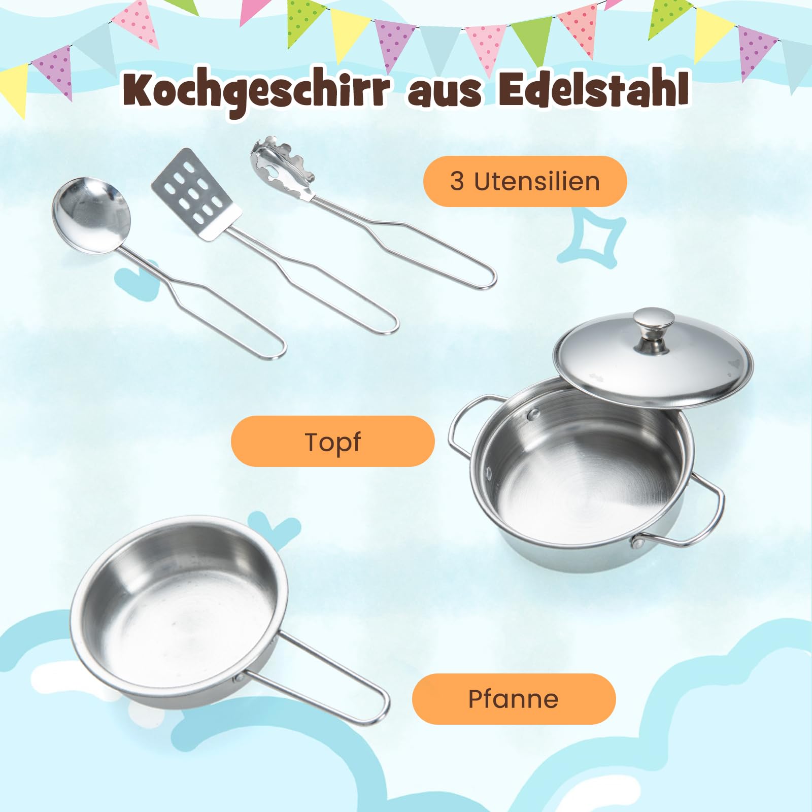 DREAMADE Kinderküche mit Licht und Sound, Kinder Spielzeugküche mit Spüle Herd Mikrowelle Kühlschrank Backofen, Kinderspielküche, Spielküche aus Holz mit Zubehör für Kinder ab 3 Jahren (Weiß + Braun)
