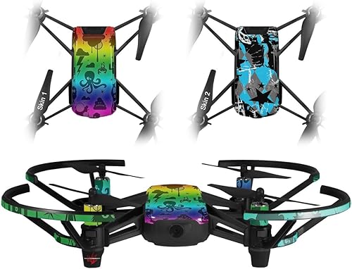 Miniatura 1 de Paquete de 2 calcomanías de piel compatibles con DJI Ryze Tello Cute Rainbow Monsters Drone no incluido