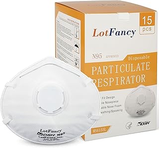 LotFancy N95 Mask, NIOSH Particulate Respirator, Face Mask for Construction, Cleaning, Air Filter Mask Anti Dust Particle