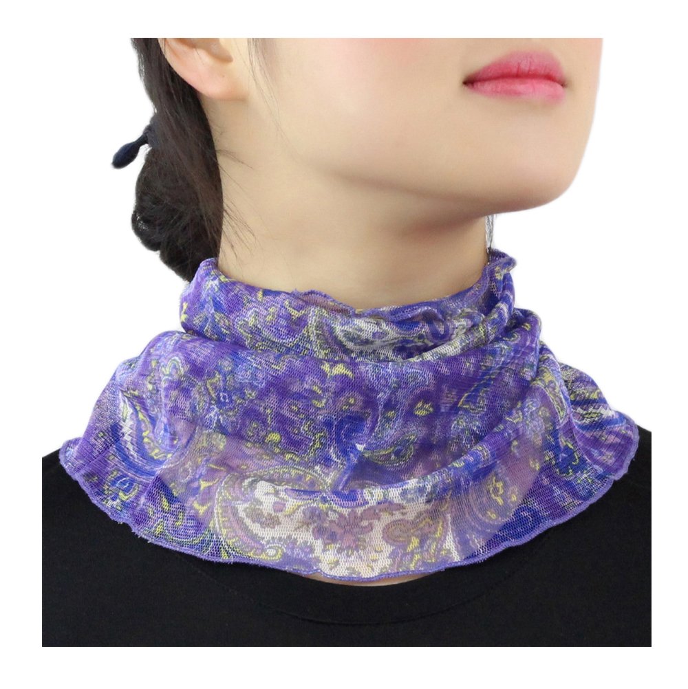 UK_Stone Women 100% Mulberry Silk Neck Warmer Faux Collar Neckerchief Neck Scarf Infinity Loop Scarf(#3)