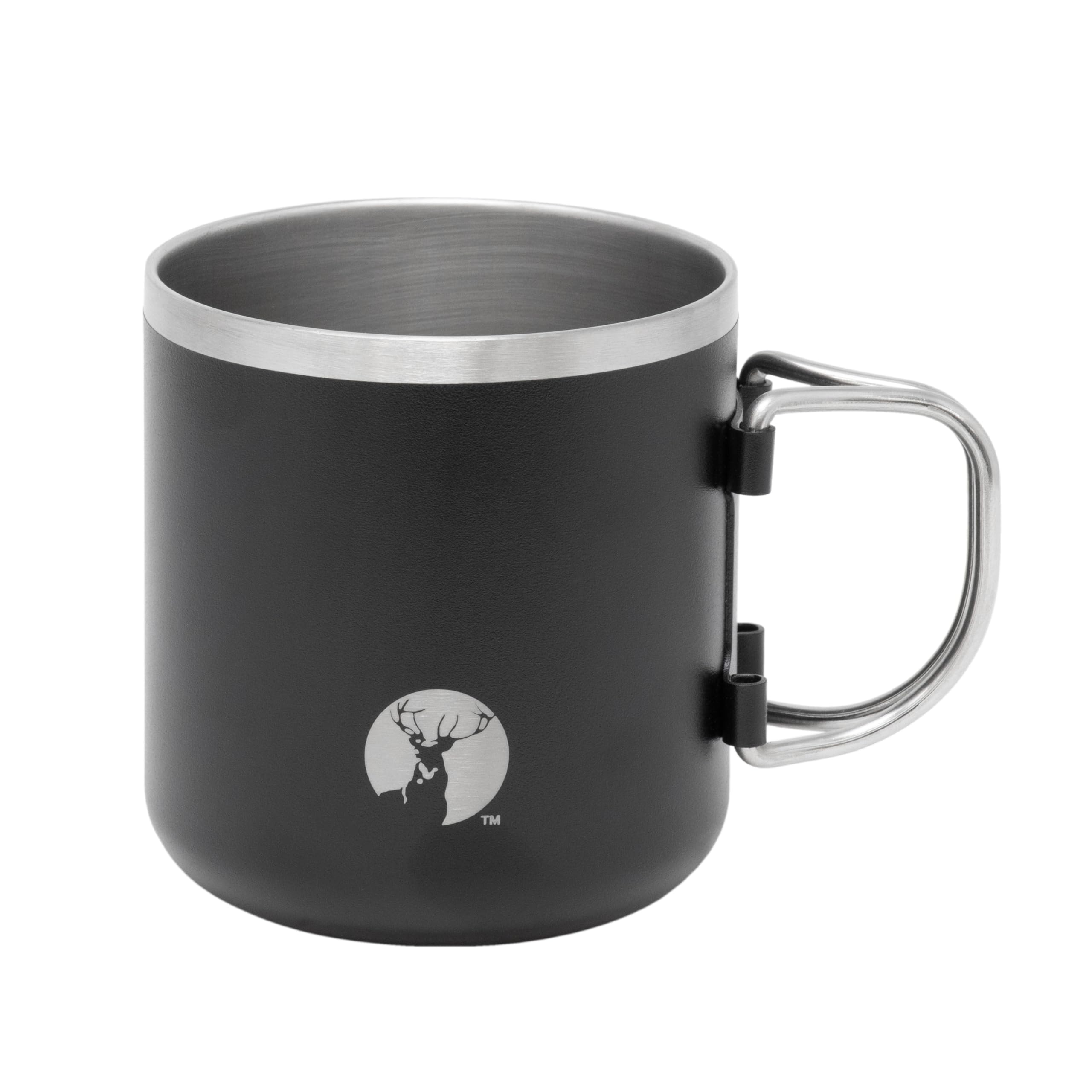 Captain Stag Vacuum Insulated Mug 17oz Black Stainless Folding Handle Outdoor