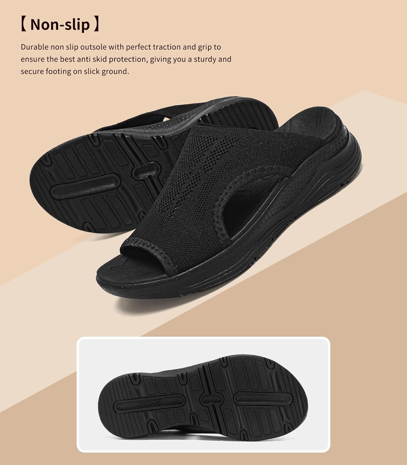 Womens Orthopedic Platform Slides Sandals with Arch Support Ladies Comfortable Walking Open Toe Plantar Fasciitis Slip On for Summer - Image 3