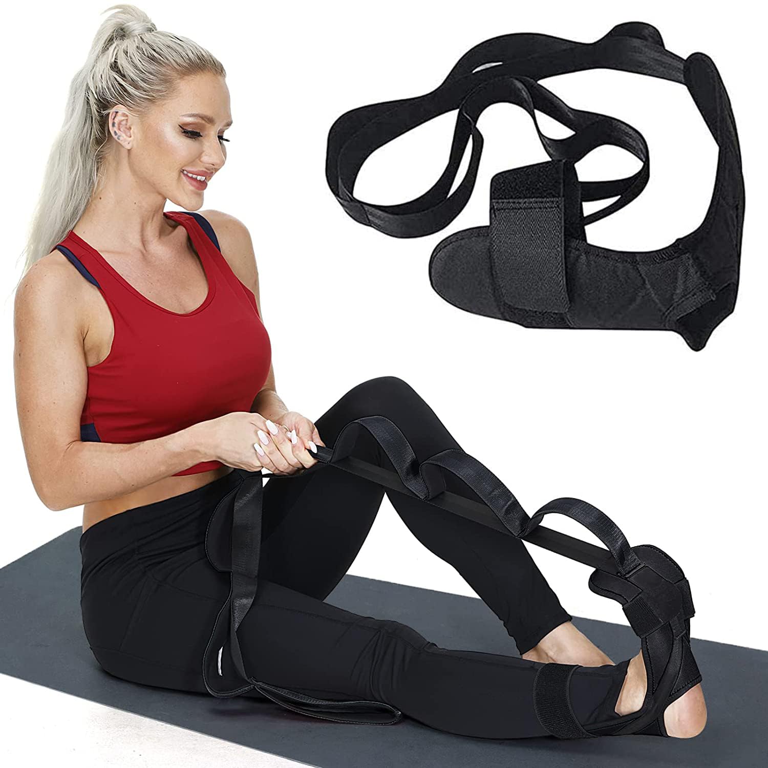 Yoga Stretch Belt, Ligament Training Strap Belt, Multi Loops Adjustable Yoga Stretching Strap with loops Ligament Stretch Band for Sports Yoga Practice Pilates Exercise