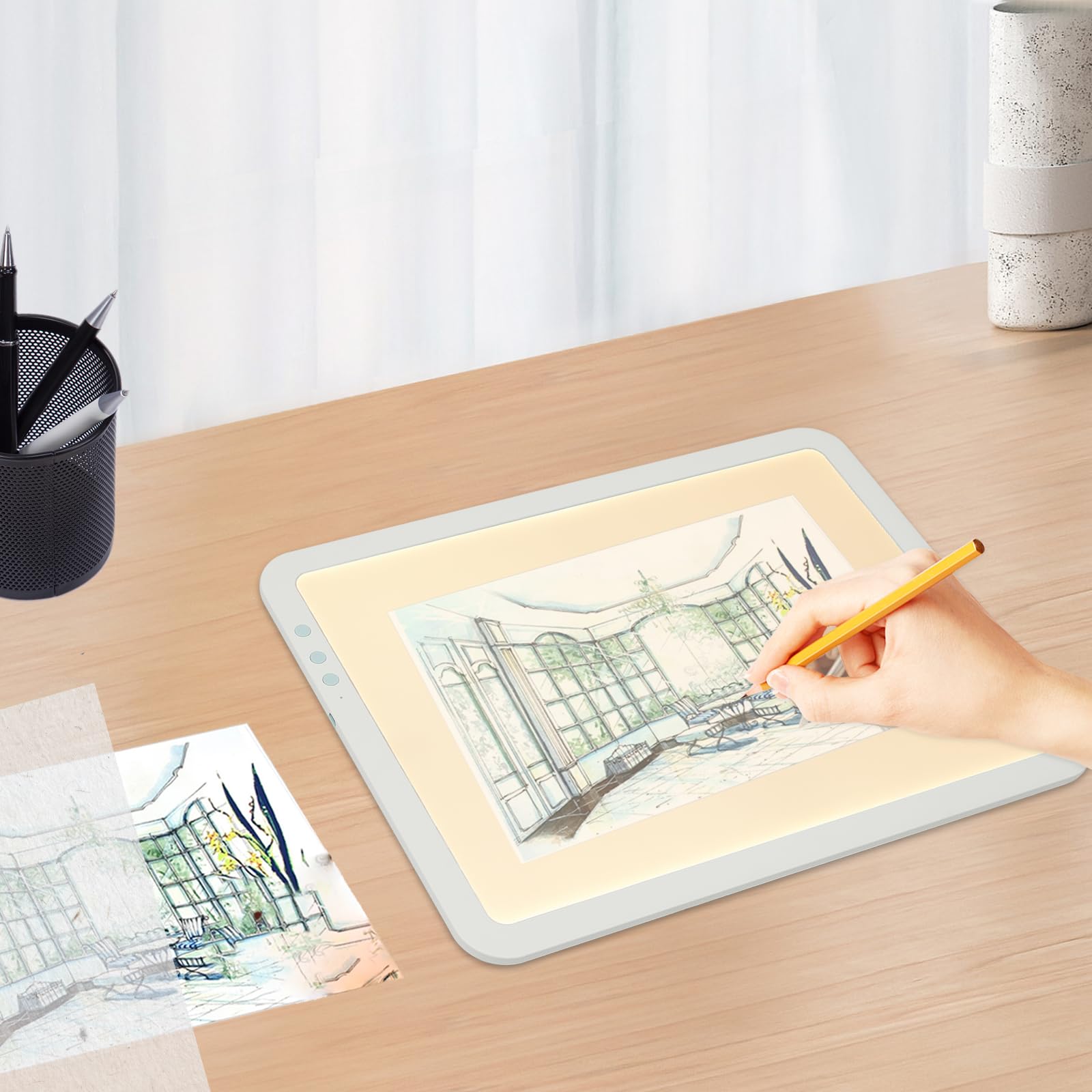 Rechargeable A3 Light Pad LED, Adjustable Brightness Tracing Light Box with 3 Colors, Portable Wireless Light Board for Diamond Painting Sketching and Drawing