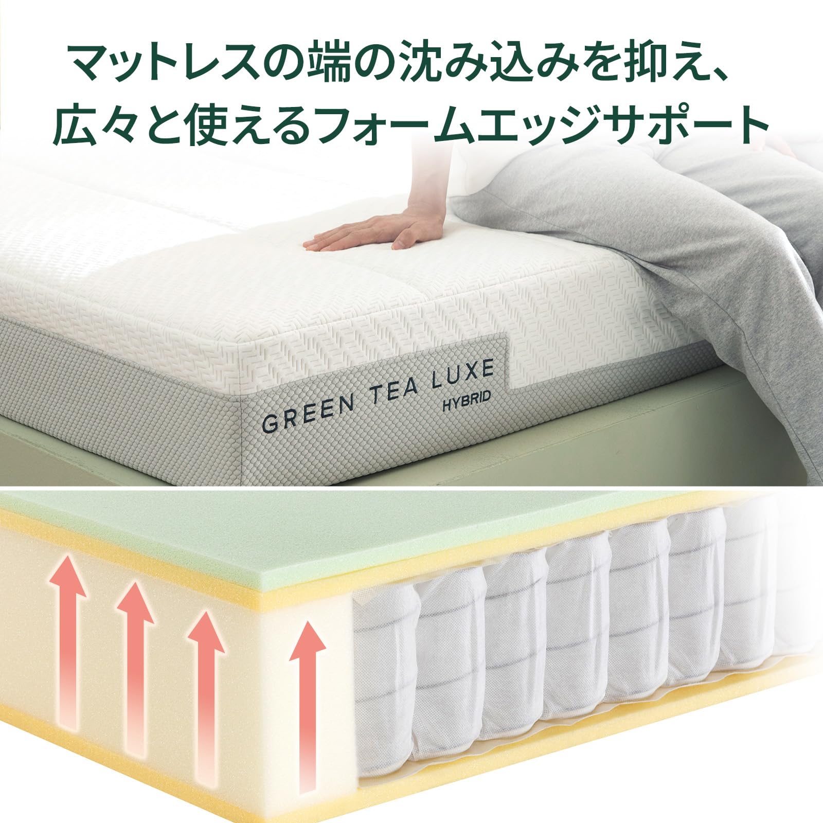 Amazon.co.jp: ZINUS ジヌス | GreenTea Luxe ハイブリッドスプリング