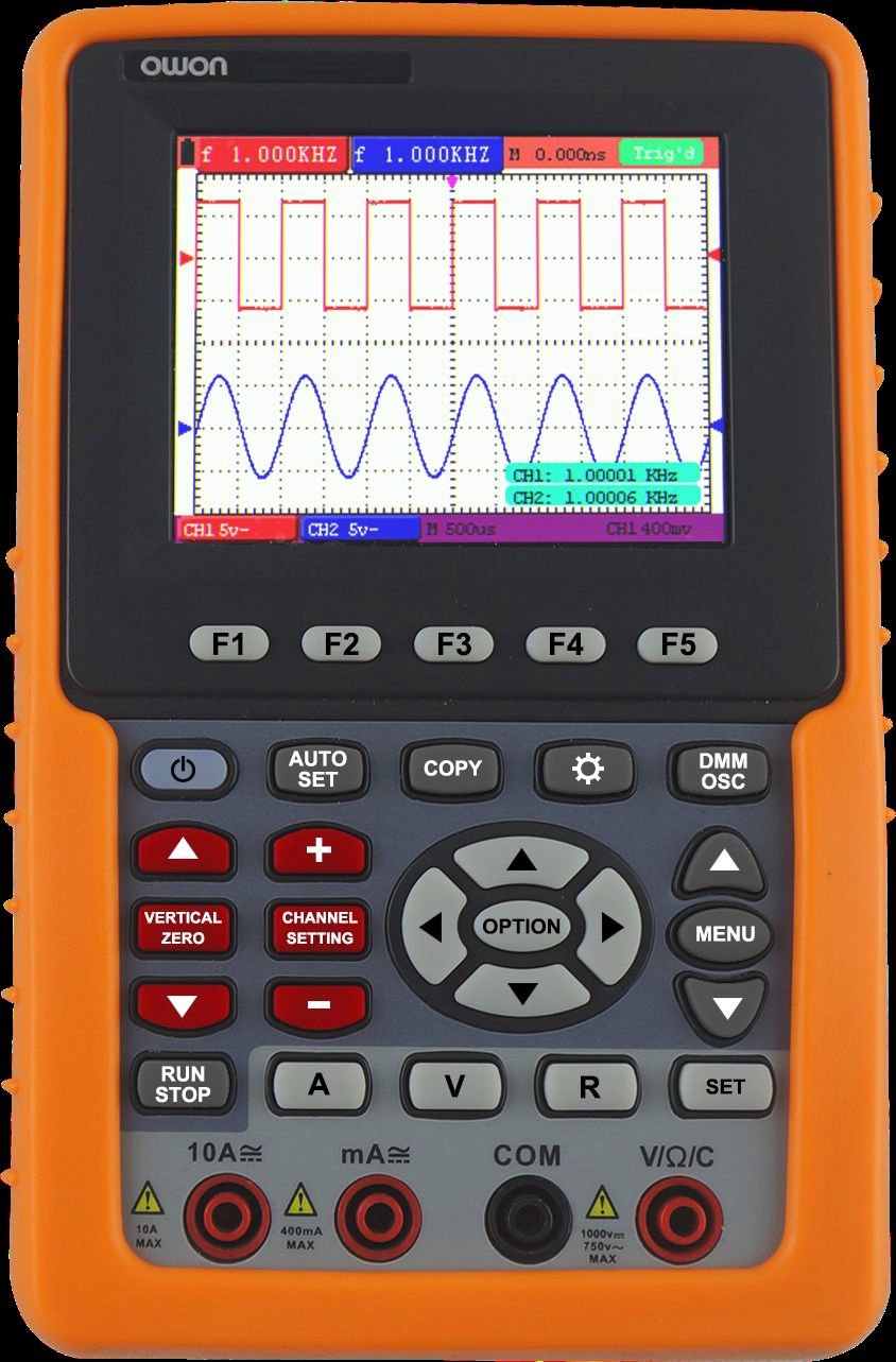 Owon HDS1021M-N Series HDS Handheld Digital Storage Oscilloscope and Digital Multimeter, 20MHz, Single Channel, 500MS/s Sample Rate with Waveform