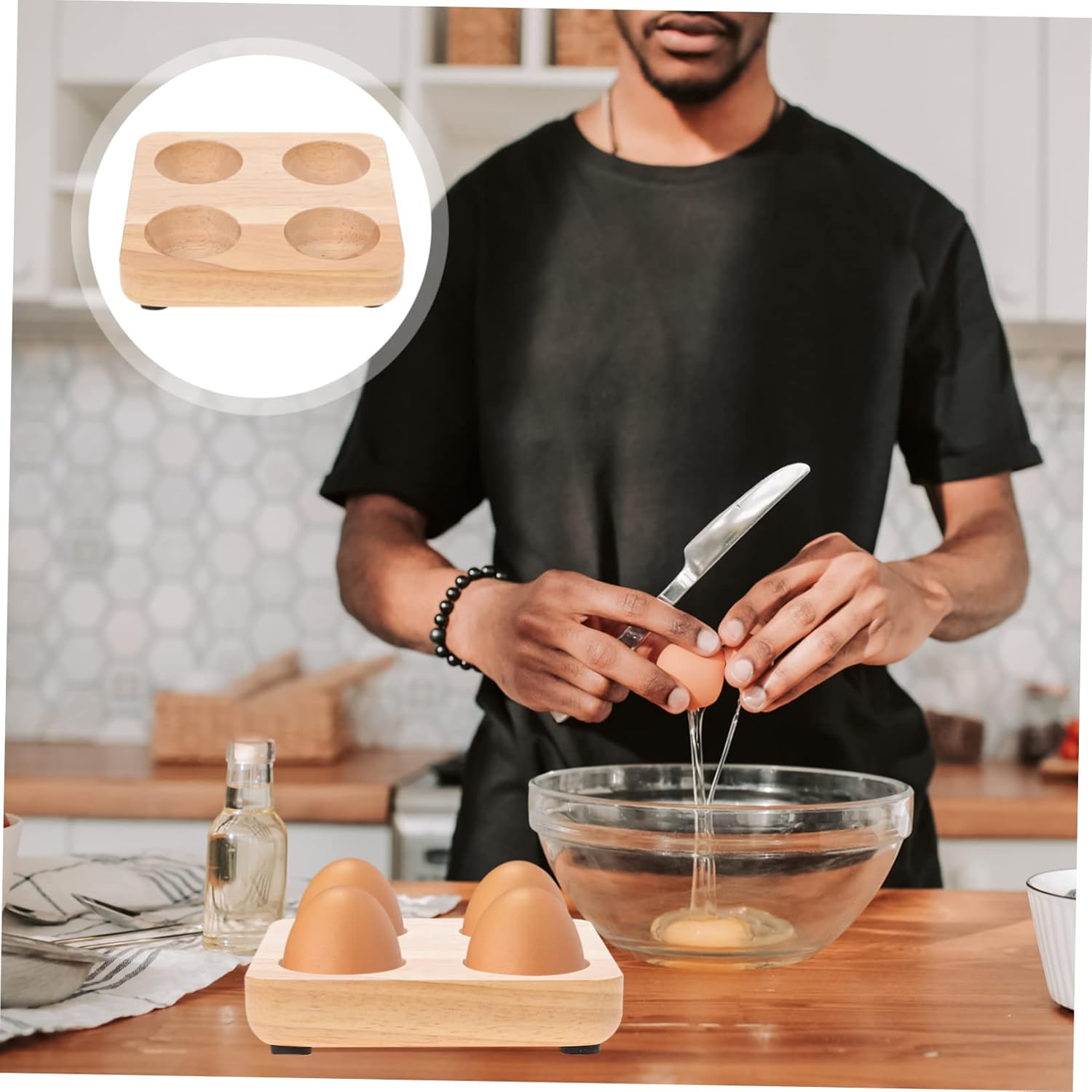 2pcs Egg Storage Box Deviled Egg Containers Egg Flats Chicken Coop Egg Tray Egg Protective Holder Egg Storage Base Deviled Eggs Tray Egg Safe Holder Egg Fixing Holder Rubber Wood