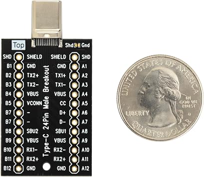 USB Type-C Breakout Board Male Connector 24 Pins Full Pins Output Gold Plated PCB USB C Port Replacement