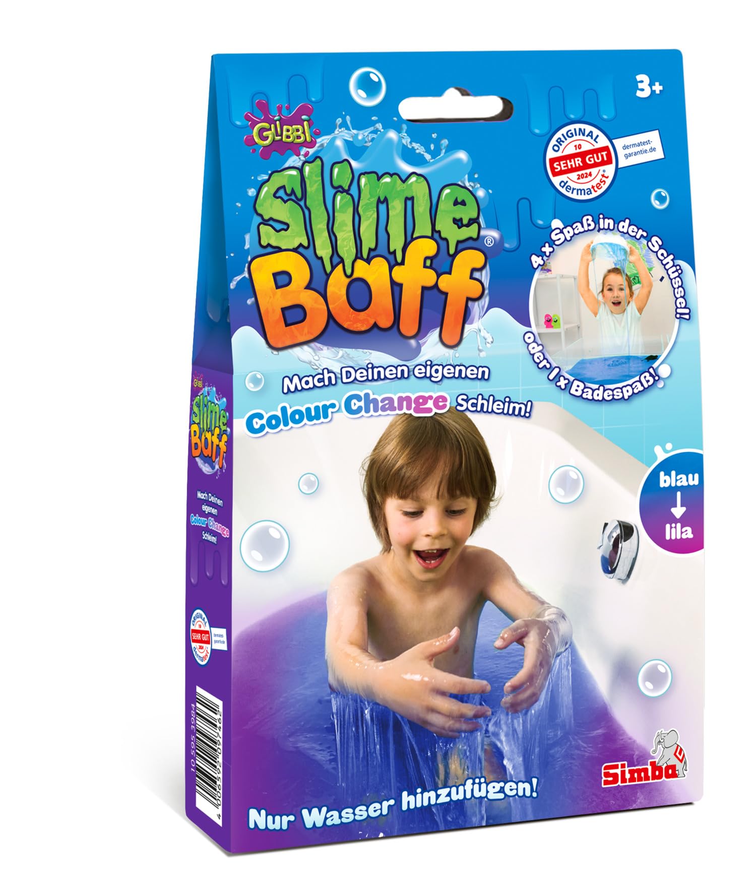 Glibbi Color Change Slime, proszek zamienia wodę w niebieski śluz, po rozpuszczeniu zmiana koloru (fioletowa), 150 g, od 3 lat