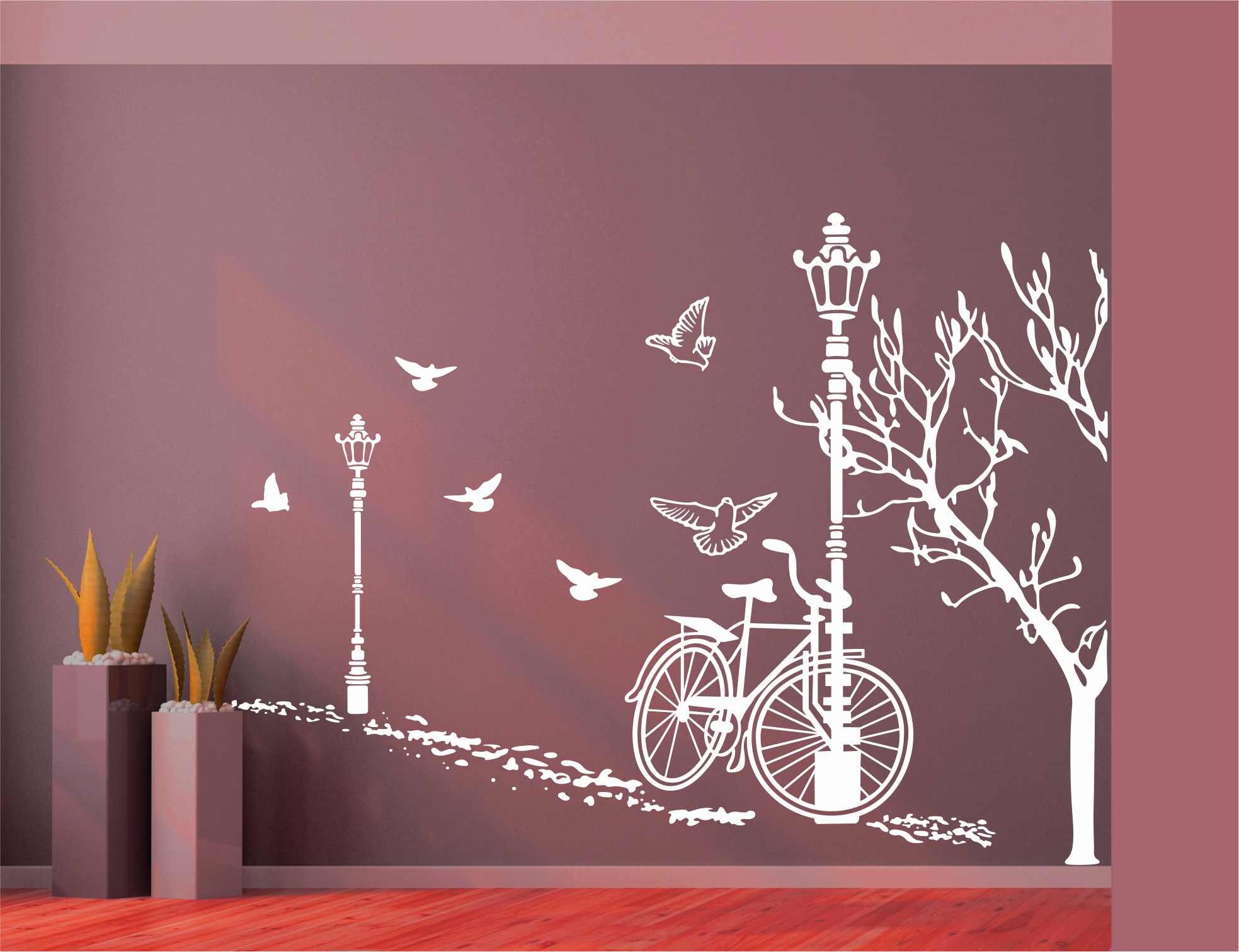 Heaven Decors Vinyl Animal themed Birds Wall Sticker (31.1 x 0.39 x 23.22 Inches, White)