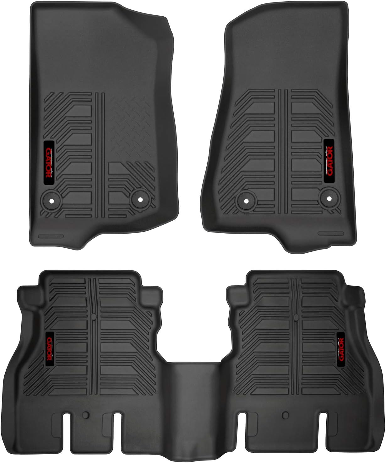 Gator Accessories 79614 Black Front and 2nd Seat Floor Liners Fits 18-19 Jeep Wrangler JL, Combo Set