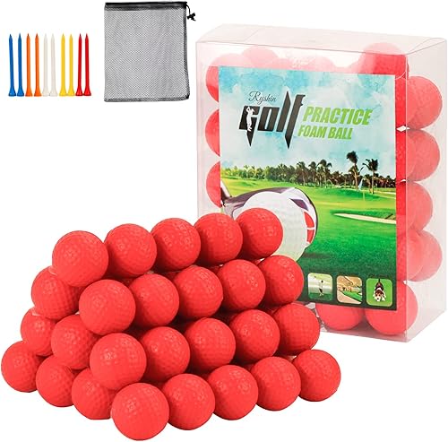 Paquete de 50 pelotas de práctica de golf de espuma, sensación realista y vuelo limitado de larga duración, suaves para entrenamiento en interiores