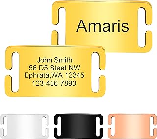Custom Engraved Pet ID Tags, Curved Personalized Dog and Cat Tags, Silent, No Noise Collar Tags Stainless Steel (Open for Snap Closure Collars) Y3786-1