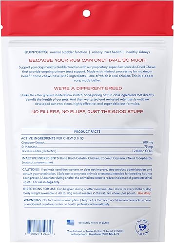 Miniatura 6 de Native Pet Tratamiento de infecciones urinarias para perros  Masticables de arándano para perros y gatos  Control de la vejiga para perros