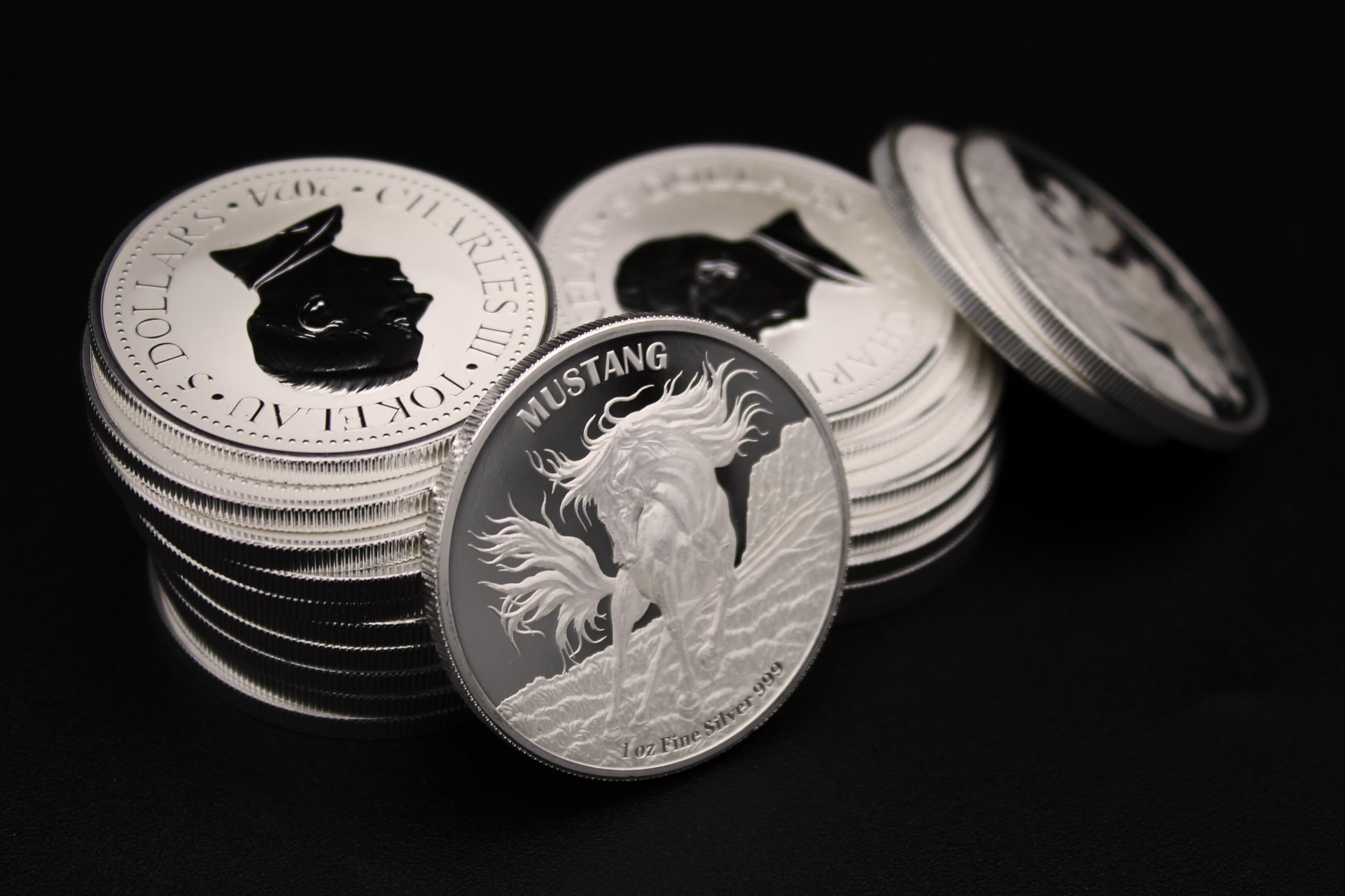 2024-1 oz Tokelau Silver Mustang Coin Prooflike with