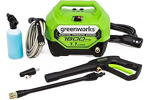 Greenworks Electric Pressure Washer, 1800 PSI, 1.1 GPM - PWMA Certified
