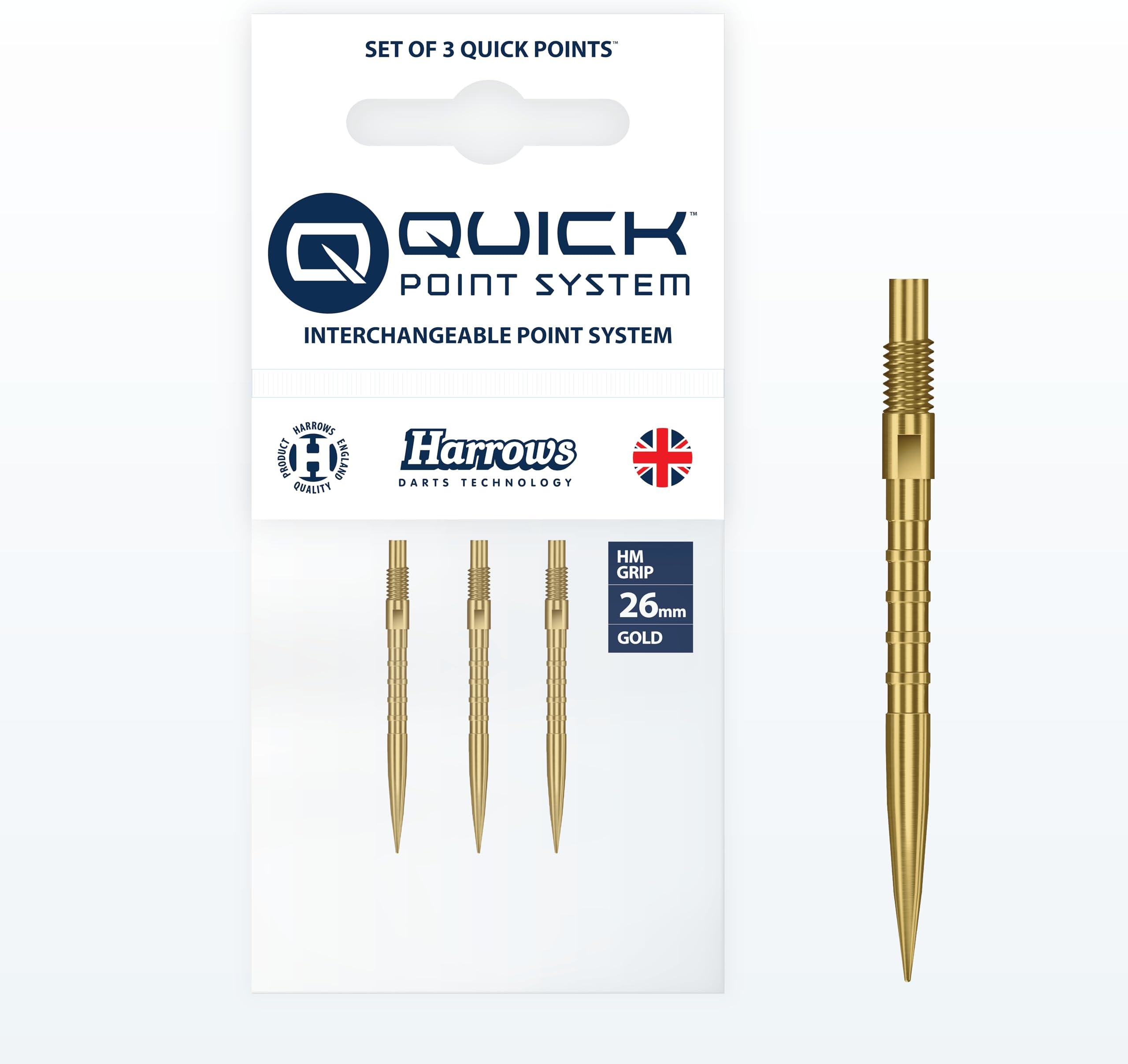 HM Grip Heavy Metal Quick Points – Ryan Searle Inspired Dart Points with Square-Cut Finger Grip Rings – No-Break Quick Point System for Fast Point Swaps
