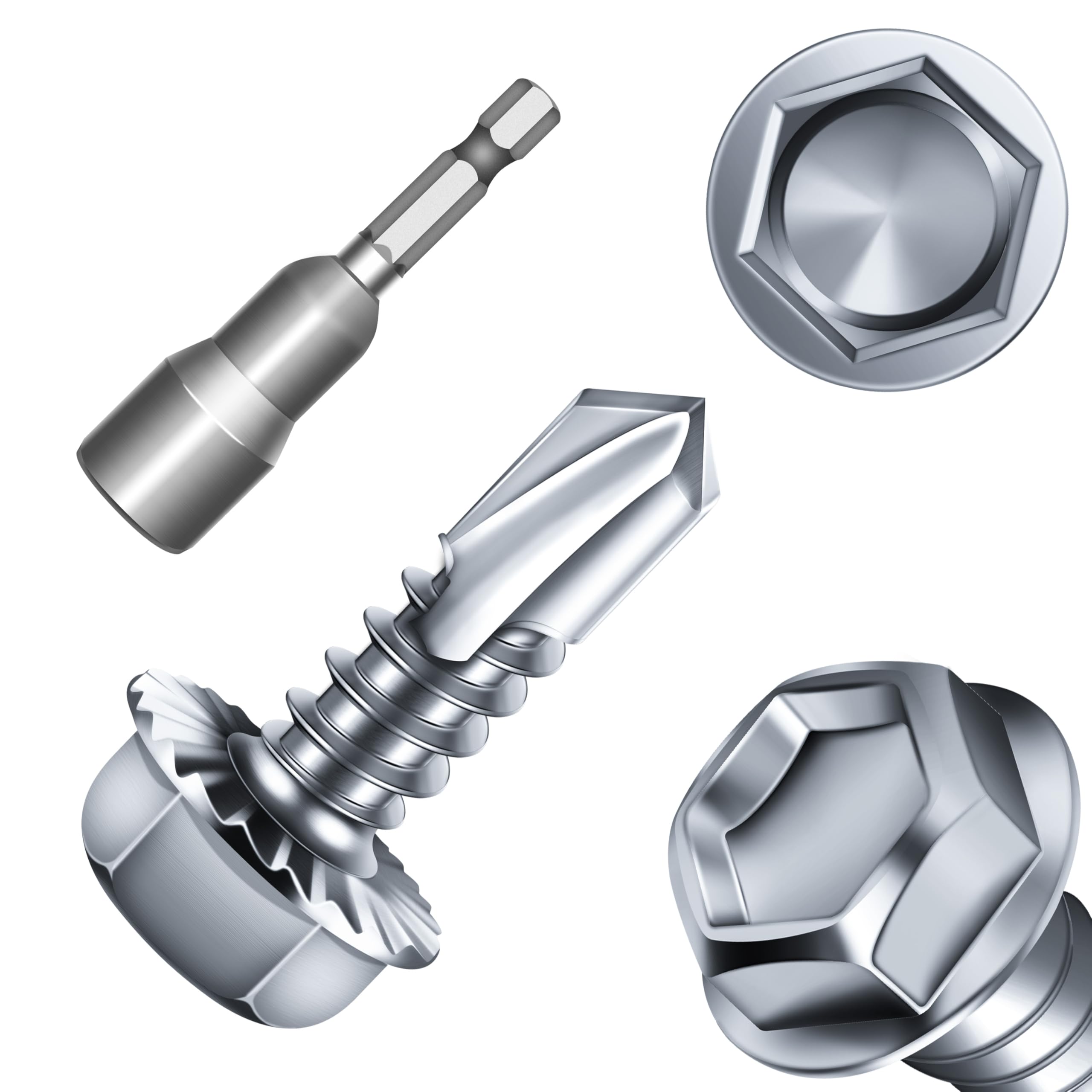 Sheet Metal Screws - 50 Pcs Zinc Plated -1