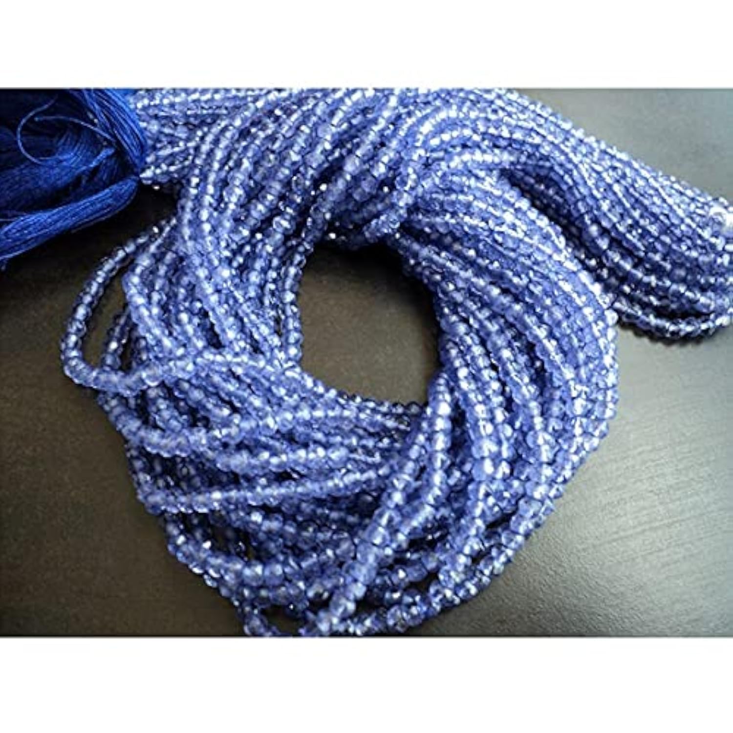 LKBEADS 10 pasm, hurt niebieski powlekany kwarc koralik, kolor tanzanitowy, mikro fasetowane koraliki Rondelle, koraliki 4 mm, 35 cm