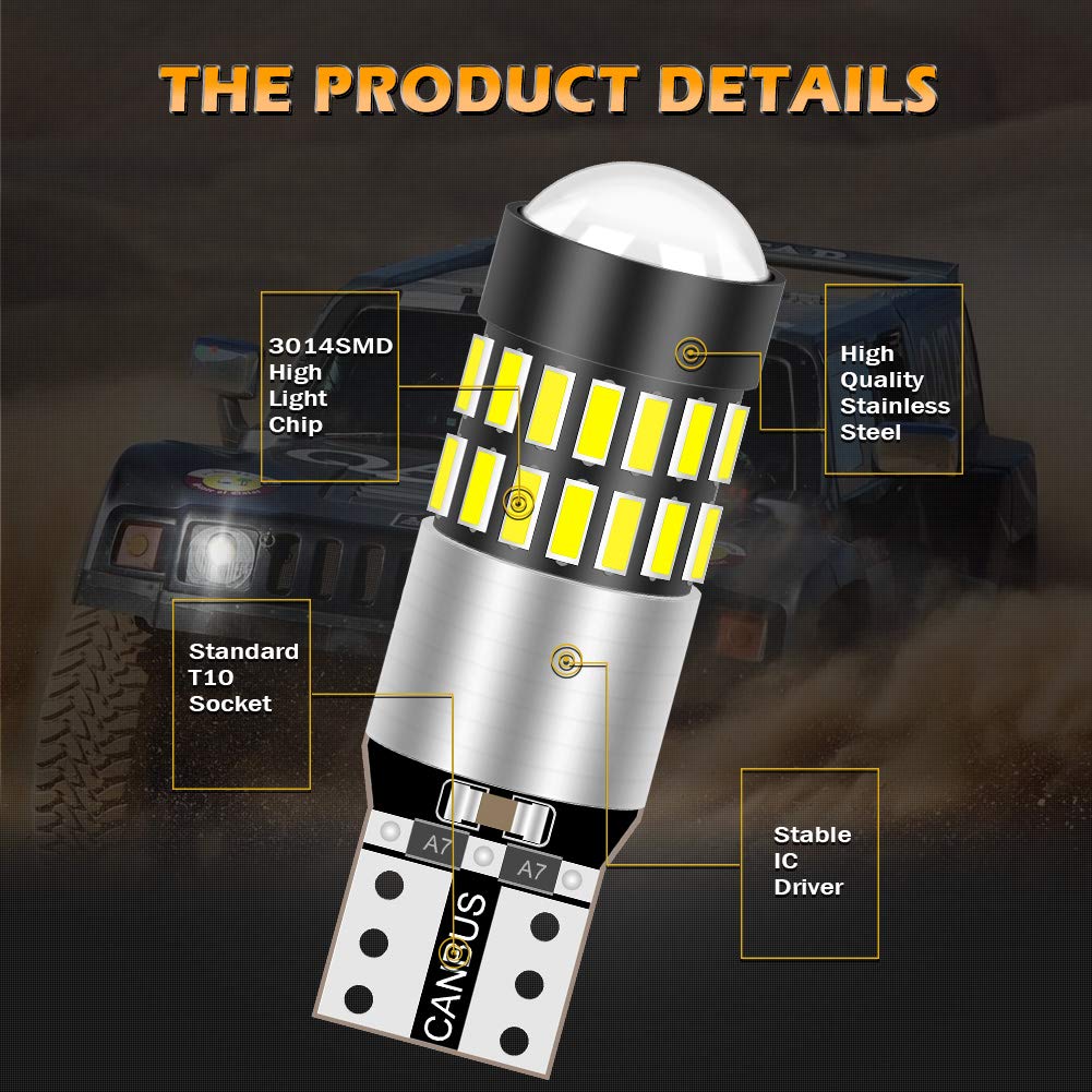KATUR T10 168 175 194 2825 W5W żarówki LED CanBus Erro Free 3014 30SMD obiektyw 300 lumenów super jasny DC 12 V mapa wnętrza kopuła uprzejmość tablica rejestracyjna boczne światła obrysowe ksenonowe białe 2,7 W (4 szt.)