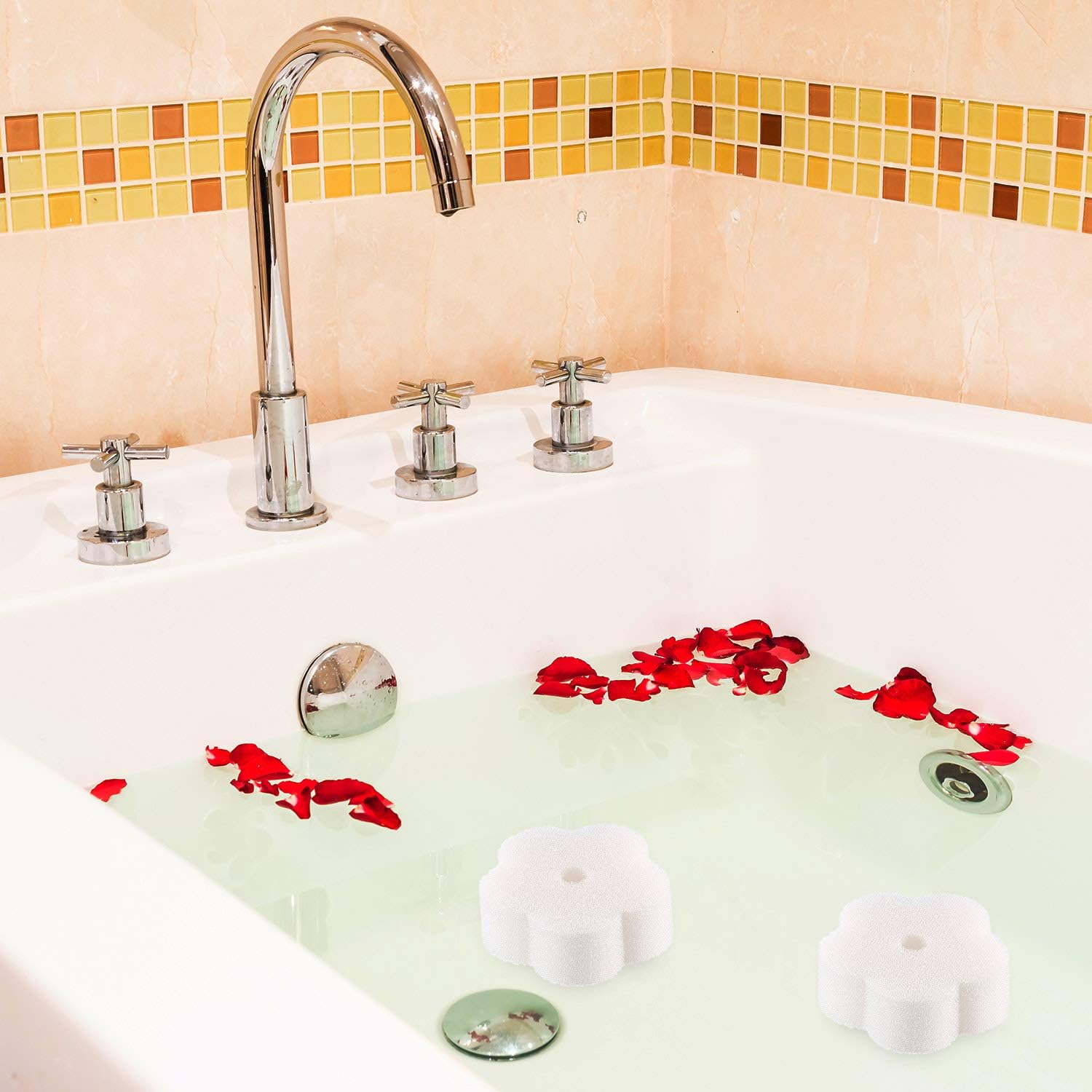 Chuangdi 24 Pieces Oil Absorbing Scum Sponge for Hot Tub, Swimming Pool and Spa (Flower): Garden & Outdoor