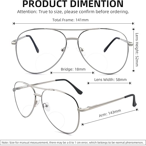 Miniatura 3 de Paquete de 3 lentes de lectura bifocales para mujeres y hombres, lentes de lectura bifocales de aviador, lentes de lectura bifocales + 1.0