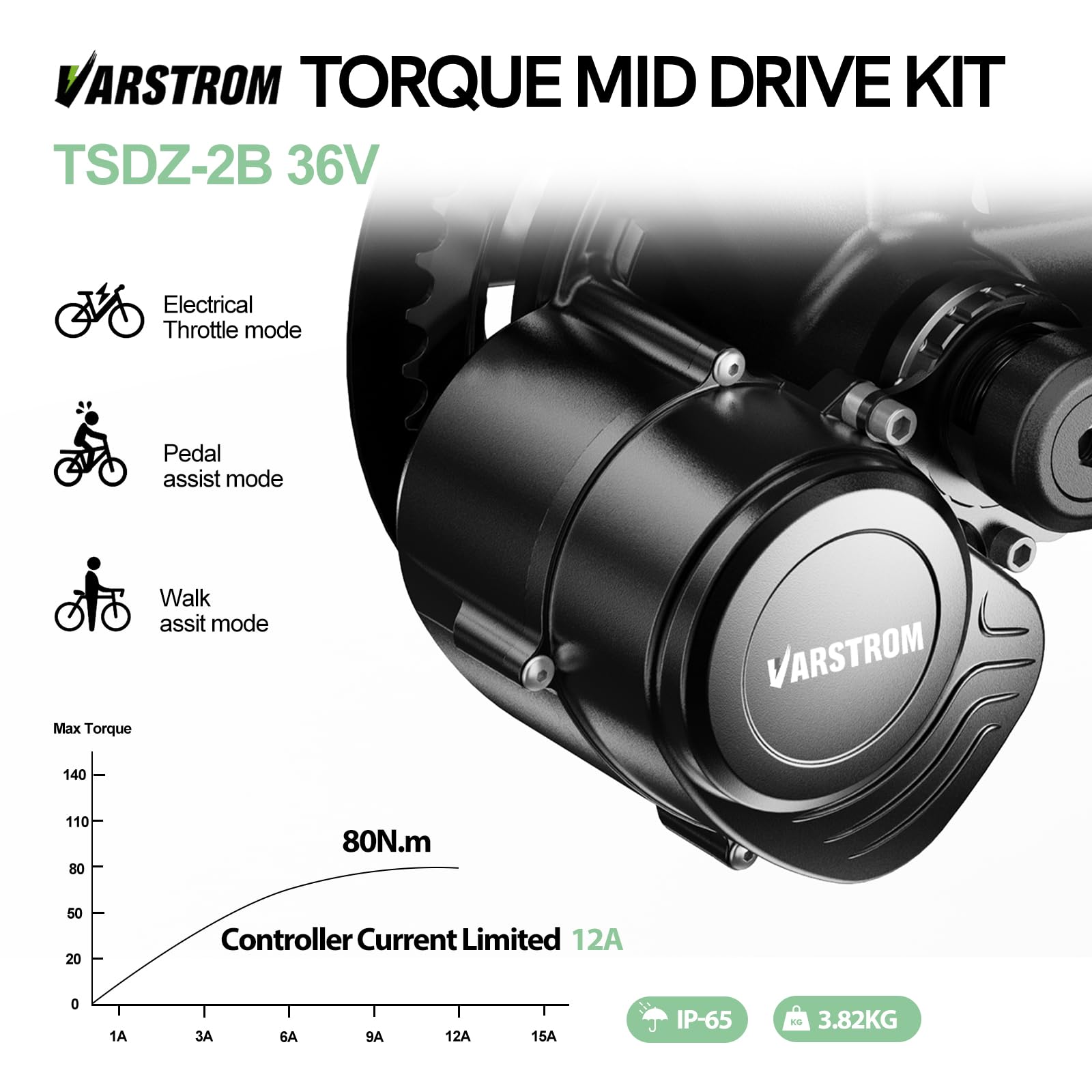 TSDZ Motore Centrale 36V 250W TSDZ-2B con Schermo LCD EKD01 Multilingua con Batteria da 36V 13Ah, Kit di Conversione Bici Elettrica Motore Centrale Sensore di Torque