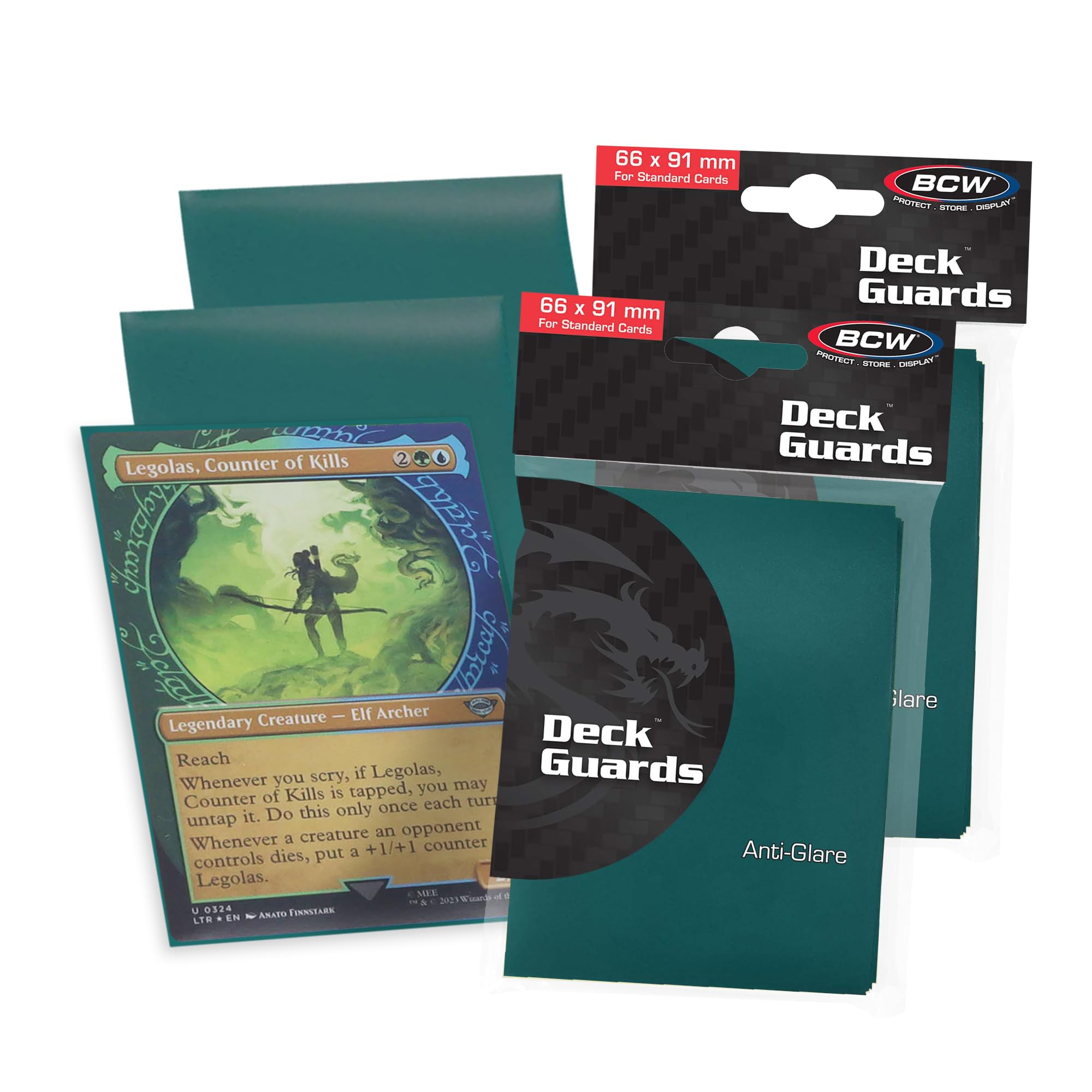 100 Premium Teal Double Matte Deck Guard Sleeve Protectors for Gaming Cards Like Magic The Gathering MTG, Pokemon, YU-GI-OH!, & More. by BCW