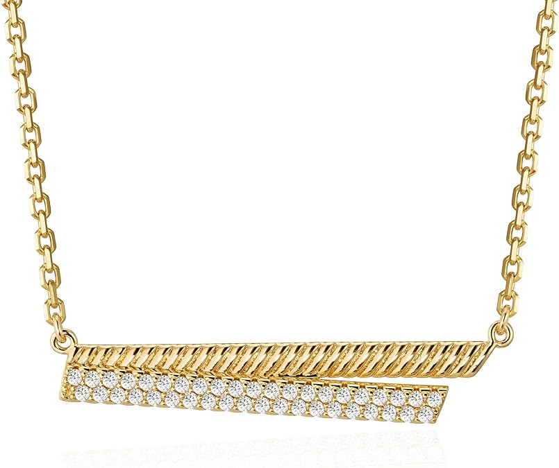 Fettero Dainty Gold Necklace for Women, 14K Gold Plated Cute Bar Pendant Choker Necklaces Simple Trendy Bar Necklaces Jewelry