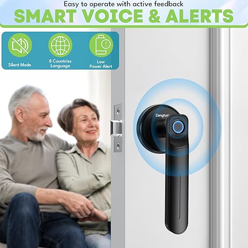 Miniatura 4 de Cerradura de puerta de huellas dactilares, perilla de puerta biométrica, cerradura de puerta de entrada sin llave para el hogar, dormitorio,
