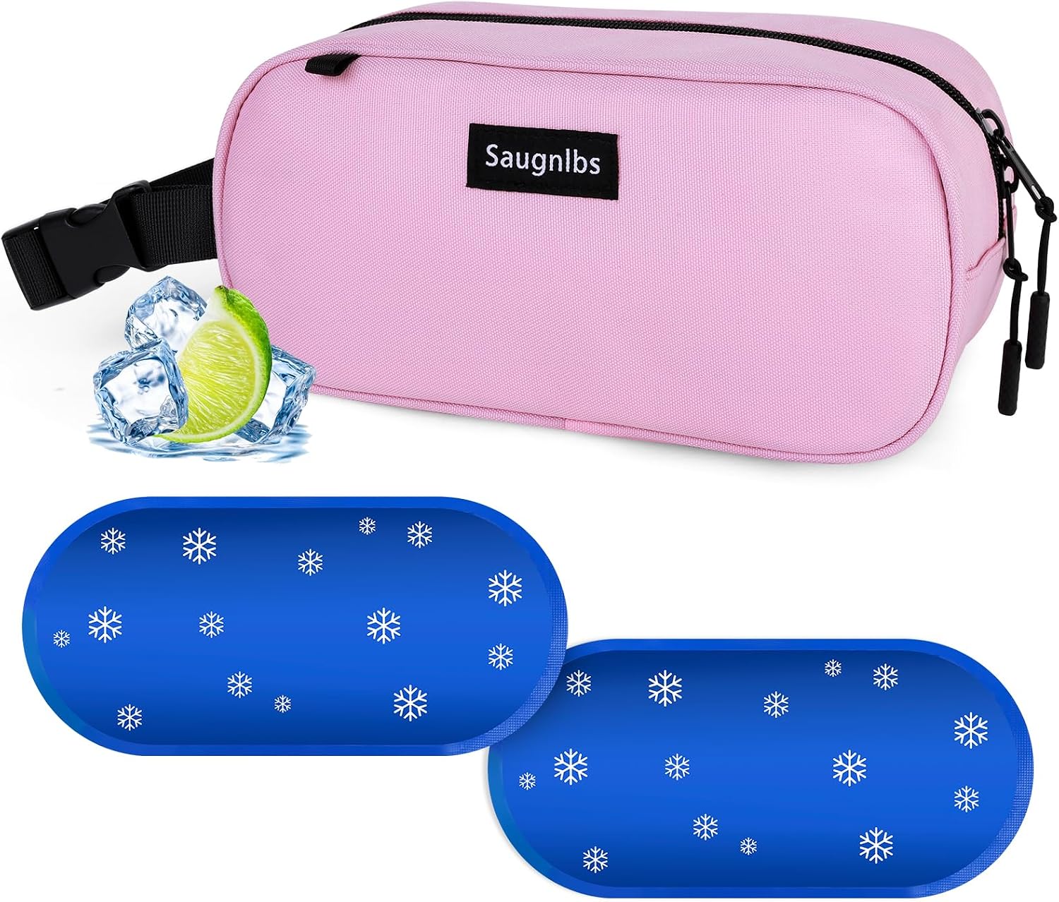 Small Insulated Bag,Cooler Bag Small,Mini Cooler Bag,Freezable Lunch with 2 Ice Packs for Work School Travel,Freezable Snack Box For Adults,10“ x 4”x 5”Round,Black