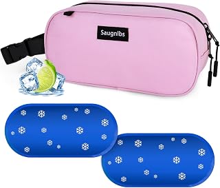 Small Insulated Bag,Cooler Bag Small,Mini Cooler Bag,Freezable Lunch with 2 Ice Packs for Work School Travel,Freezable Snack Box For Adults,10“ x 4”x 5”Round,Pink