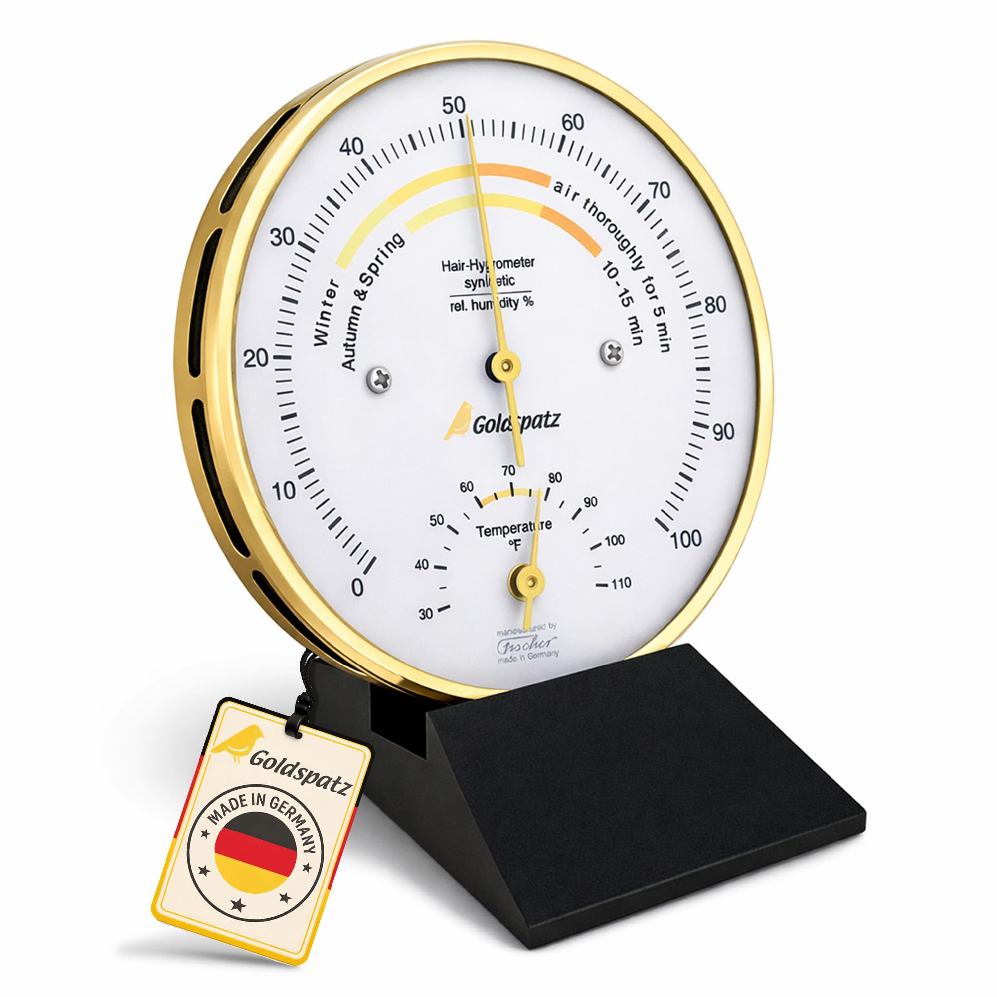 Living Climate Hygrometer mit Thermometer °F (US Version), Ø 103 mm - Made in Germany