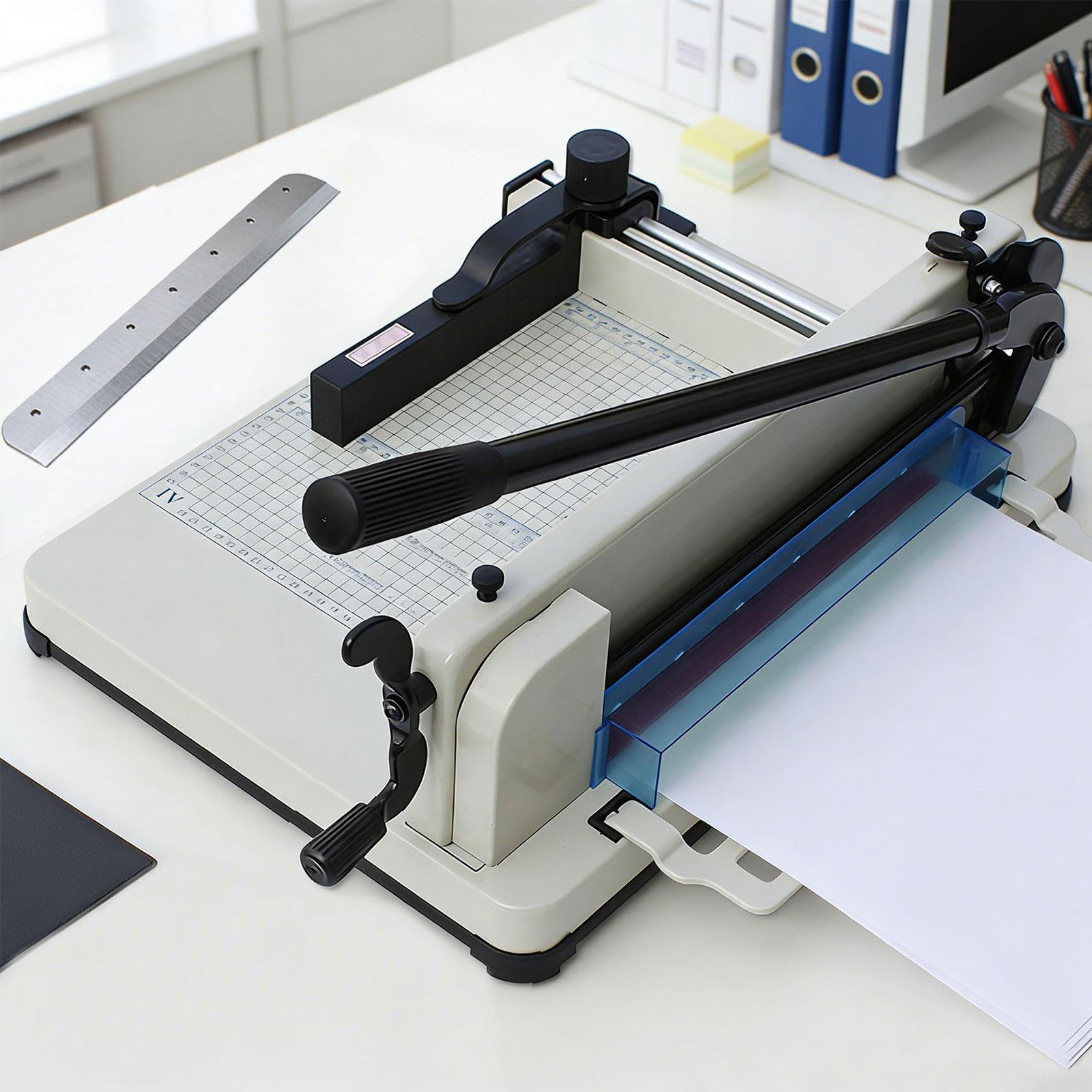 Taglierina a ghigliottina A4/A3, capacità Massima di Taglio Carta: 400 Fogli (Spessore 40 mm), taglierina a ghigliottina con Lama da 315/440 mm per Tagliare Carta, Pelle, PVC A4+Blade*1