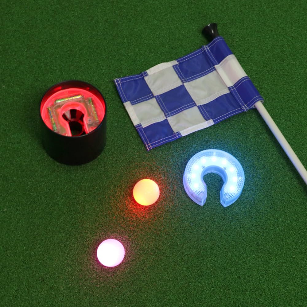 2 Stück LED Golf Loch Lichter, Beleuchtet Bei Nacht, Verstellbares Golfloch Leuchten mit Linse für Golf Party, Camping