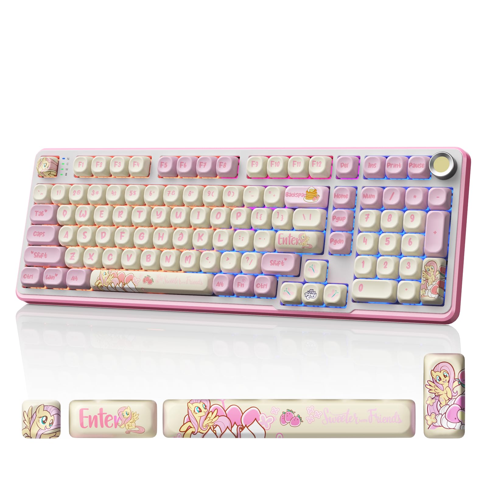 Fluttershy Wireless Mechanical Keyboard, [Official Hasbro Licensed] 101 Keys RGB Gaming K…