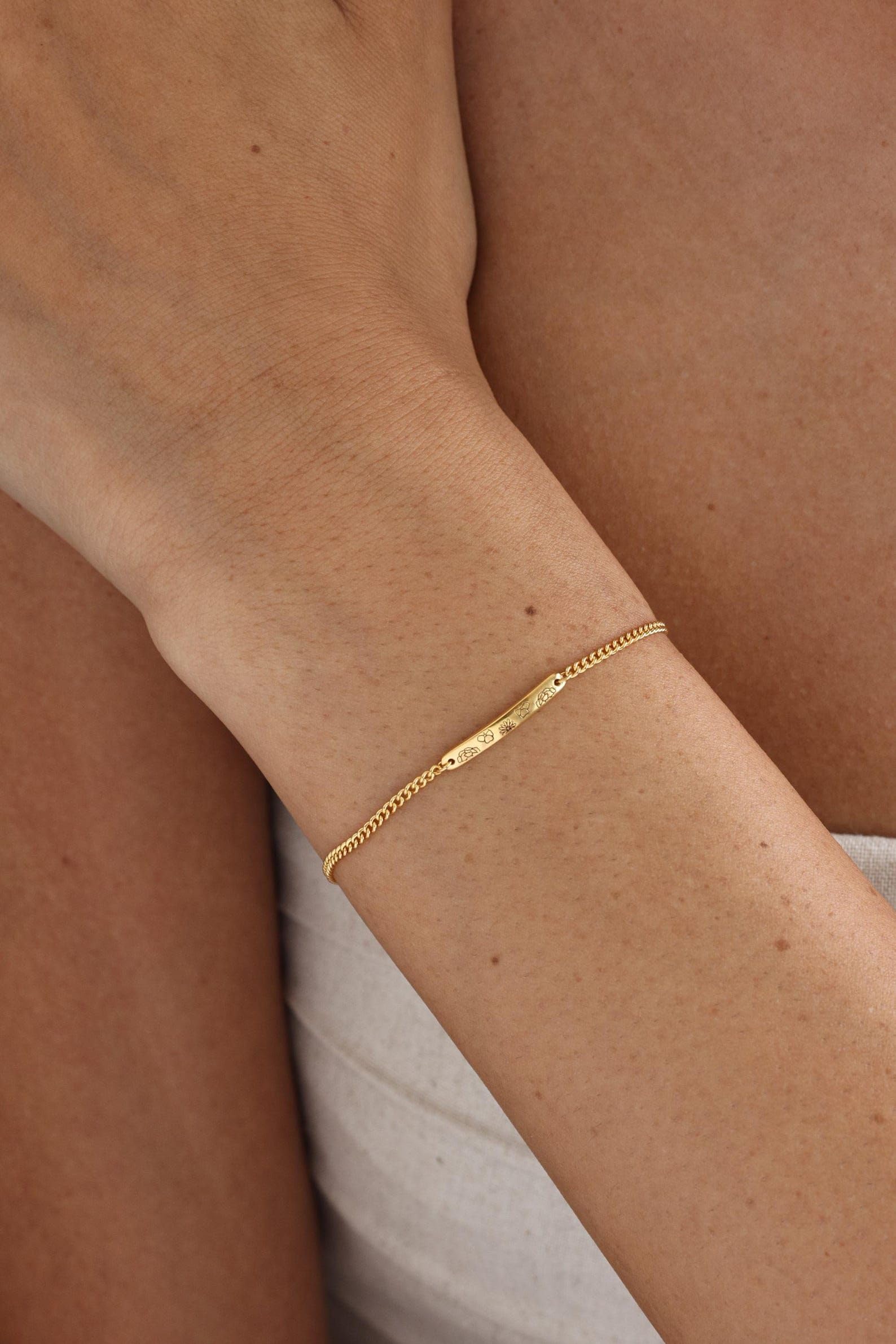 Personalizado familia flor de nacimiento barra Pulsera con la cadena de la corte plata de ley 925 delicado Pulsera de la joyería miniatura Cumpleaños Día de la madre