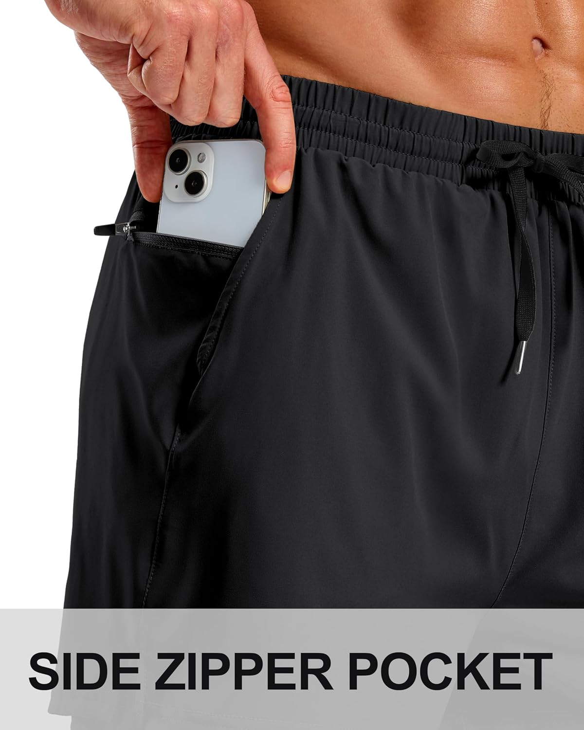 Pudolla Men's 2 in 1 Workout Running Shorts 5" Quick Dry Lined Gym Shorts Athletic with 4 Pockets for Men Tennis Training - Image 4