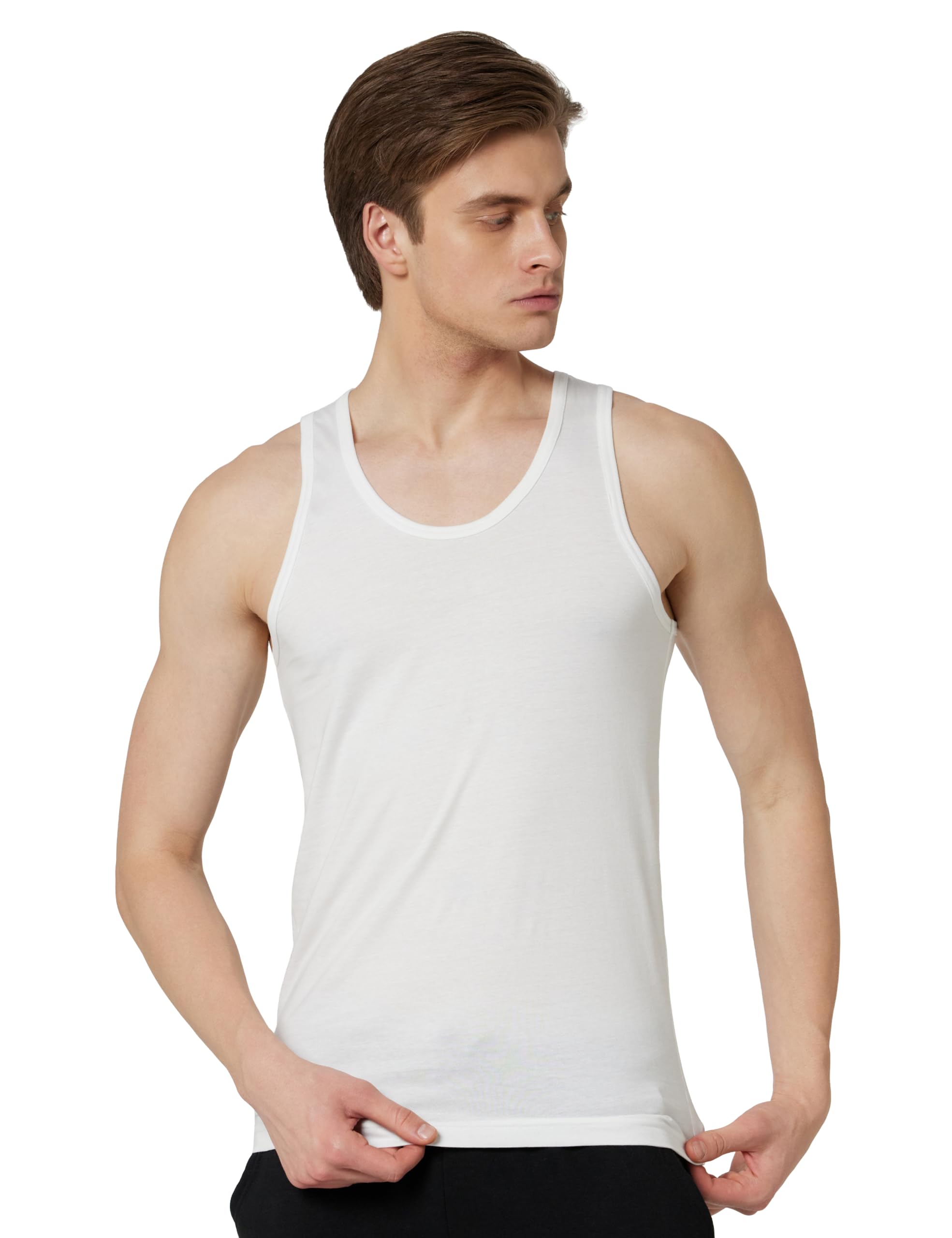 Men Anti Bacterial Regular Fit Vest - 100% Combed Cotton, Moisture Wicking, Soft Handfeel, Quick Dry