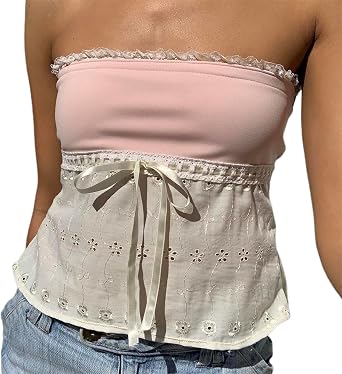 Women Y2K Tube Top Strapless Crop Top Bandeau Summer Going Out Tops