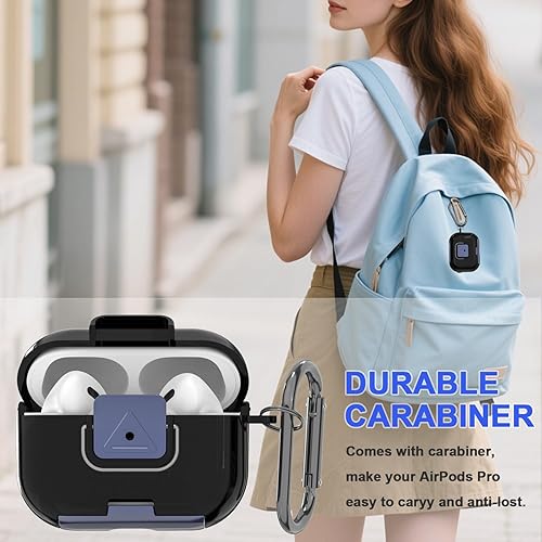 Miniatura 6 de Funda protectora para AirPods Pro de 21 generación con clip de bloqueo seguro, a prueba de golpes, protección completa, diseño de soporte de