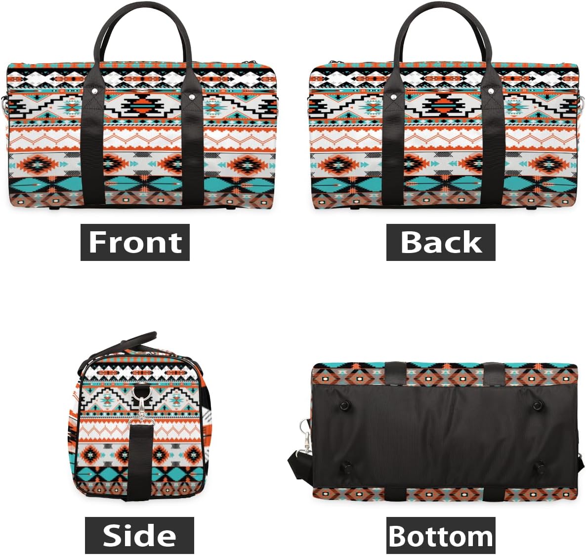 Travel Duffel Bag for Women Men Aztec Western Ethnic Geometry Sport Gym Tote Bag Lightweight Weekender Overnight Bag Workout Bag Waterproof Foldable Carry on Luggage Handbag for Traveling Yoge - Image 2