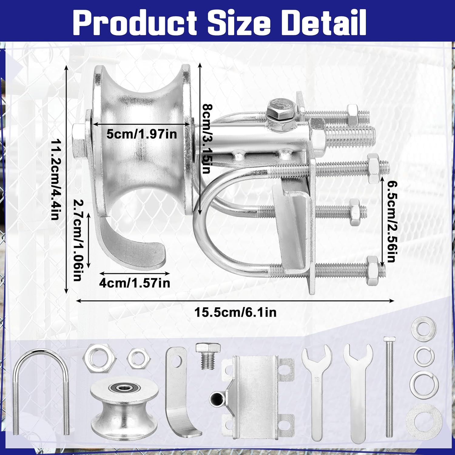 MorningRo 2 Pack Sliding Gate Rollers Rear Pipe Track Wheels for Chain Link Sliding Gates Galvanized Gate Rollers for 1-7/8" Gate Frame Rolls on 1-5/8" Pipe Track Heavy Duty Sliding Gate Wheels