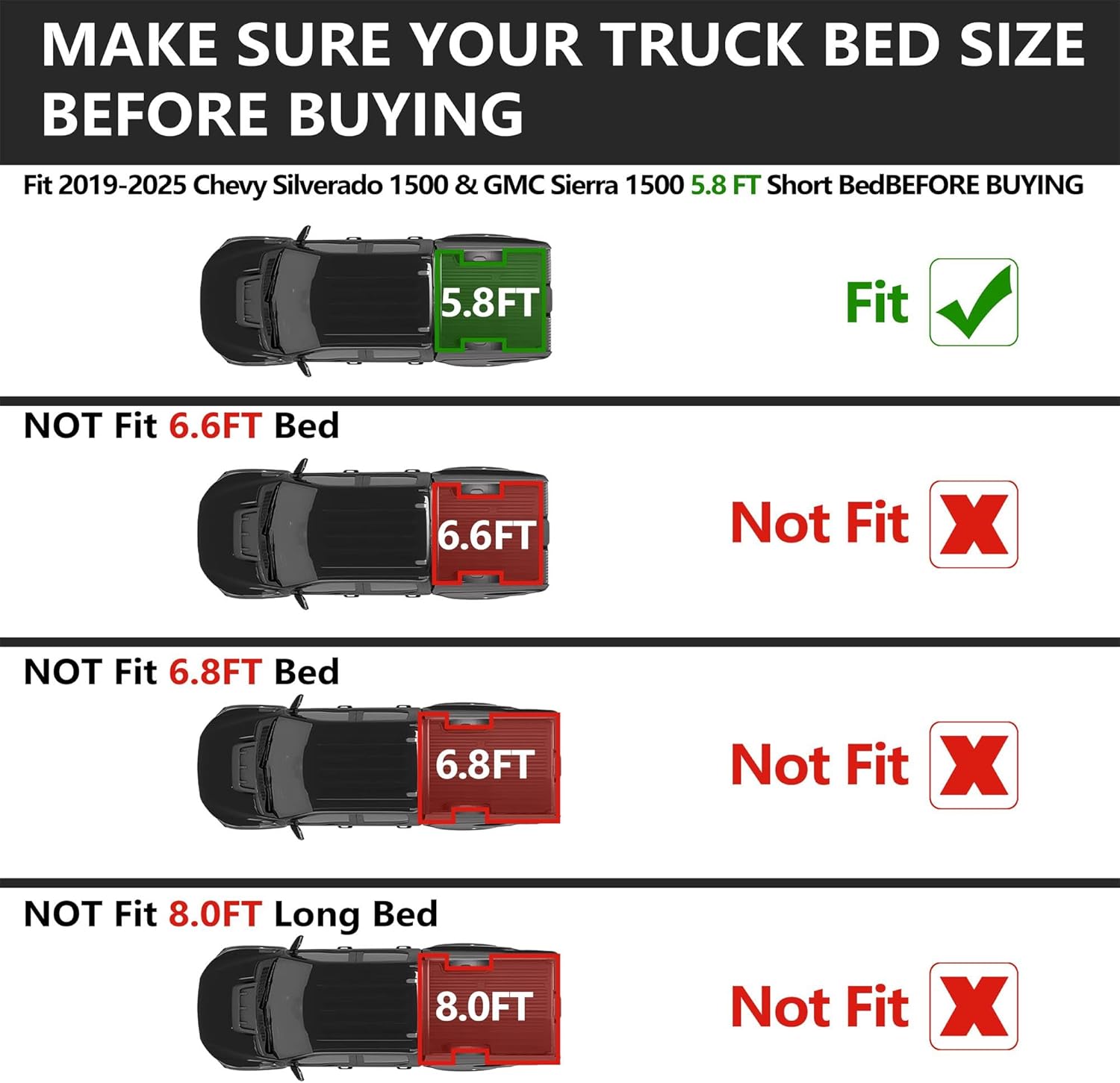 KARPAL Truck Bed Mat for 2019-2026 Chevy Silverado 1500 & GMC Sierra 1500 5.8FT Short Bed (Not Fit 6.6FT/6.8FT/EV), All Weather TPE Truck Bed Liner Cargo Trunk Accessories for Silverado/Sierra