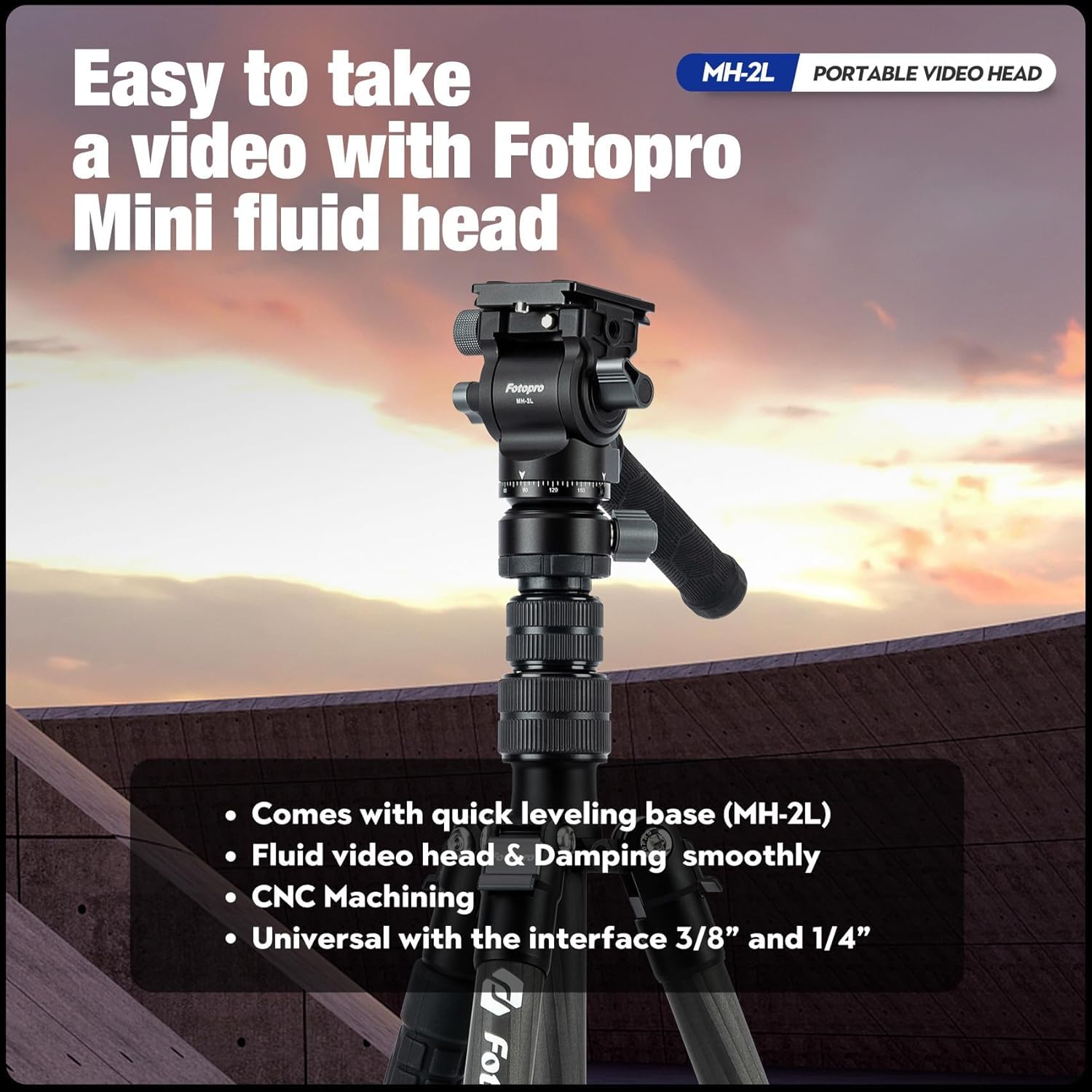 Fotopro Fluid Head Panoramic Tripod Drag Pan Video Head with QR Plate Max Load 6.61lbs Cameras Camcorders MH-2L