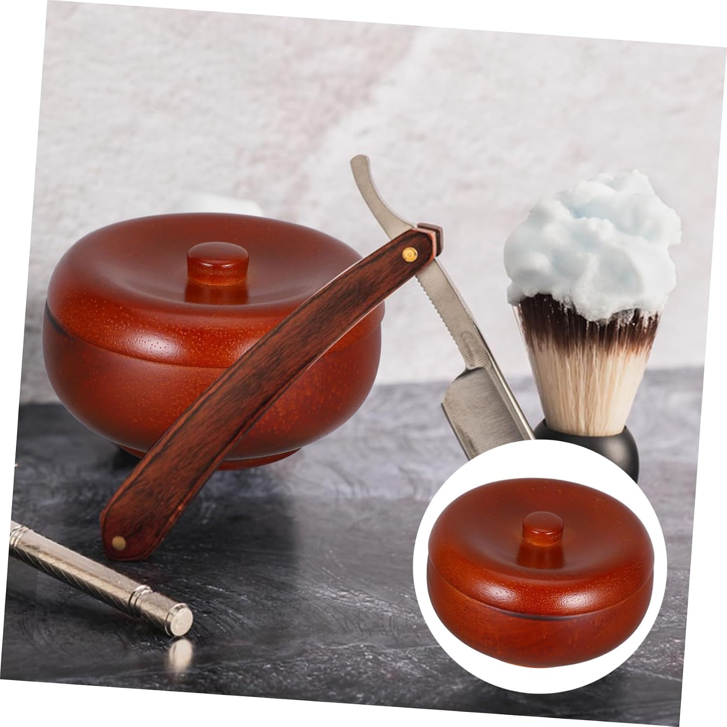 Unomor Shaving Soap Bowl for Men Lathering Bowl Cover for Creating Rich Shaving Cream Grooming Tool